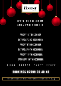 Christmas Party Night Upstairs Ballroom 8th December @ The Old Regent